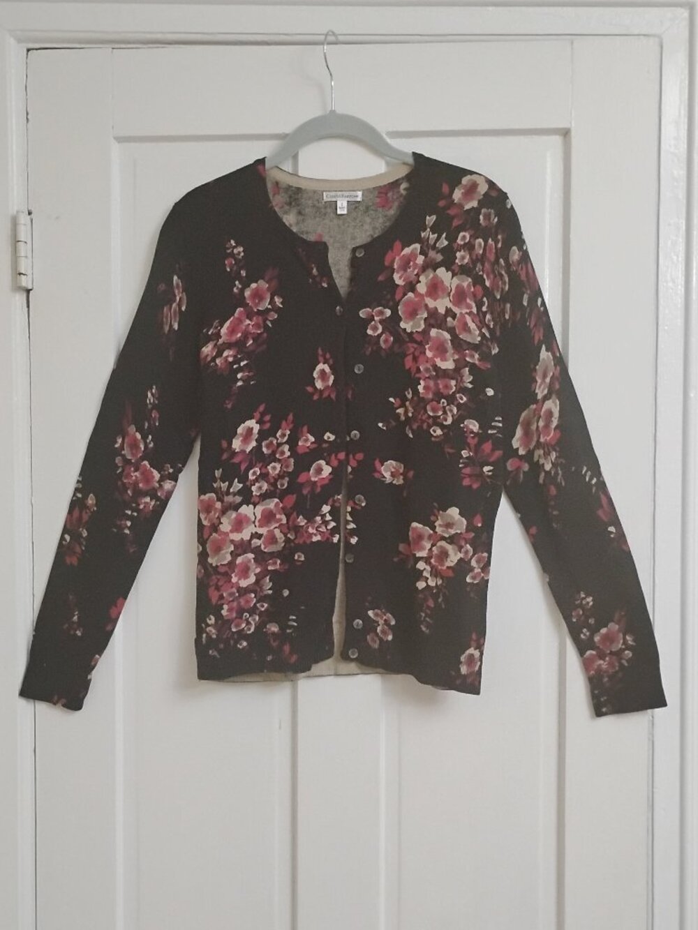 Croft and Barrow 100% Cotton Long Sleeve Button Down Floral Cardigan Sweater
